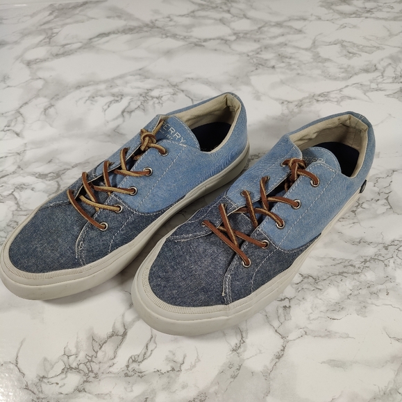 Sperry Topsider Haven Chambray Lace Up Sneakers Size 8 - Picture 2 of 9